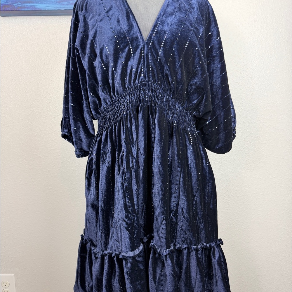 NWT! Velvet smocked waist dress